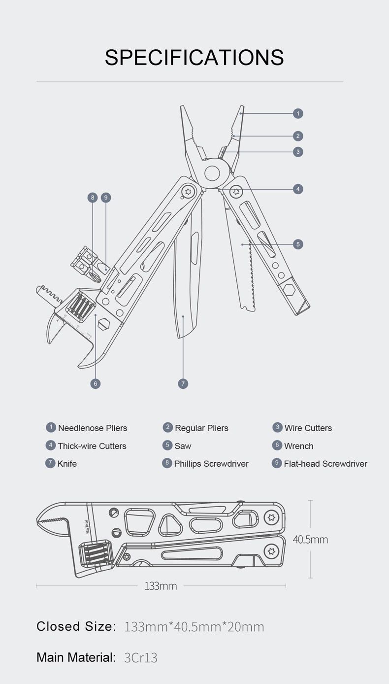 NEXTOOL-10-IN-1-Multitool-Wrench-Pliers-Folding-Knife-Stainless-Steel-EDC-Ruler-with-Bits-For-Surviv-1542274