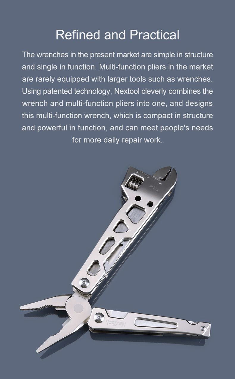 NEXTOOL-10-IN-1-Multitool-Wrench-Pliers-Folding-Knife-Stainless-Steel-EDC-Ruler-with-Bits-For-Surviv-1542274