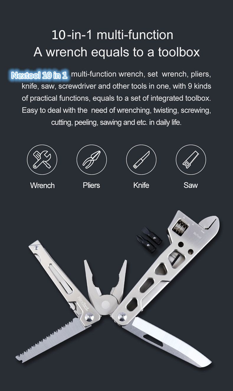 NEXTOOL-10-IN-1-Multitool-Wrench-Pliers-Folding-Knife-Stainless-Steel-EDC-Ruler-with-Bits-For-Surviv-1542274