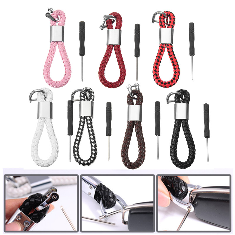 PU-Leather-Braided-Strap-Key-Chain-Stainless-Key-ring-7-Different-Colors-1191604