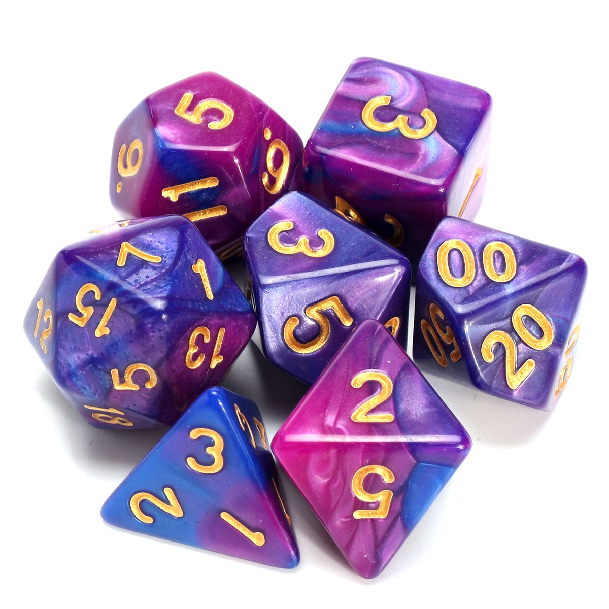 Polyhedral-Dice-PurpleampBlue-7-Piece-DampD-RPG-MTG-Party-Game-Toy-Set-1231736