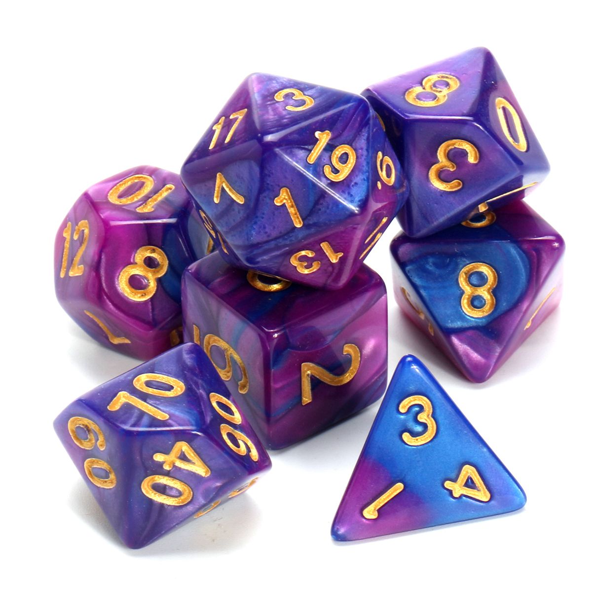 Polyhedral-Dice-PurpleampBlue-7-Piece-DampD-RPG-MTG-Party-Game-Toy-Set-1231736