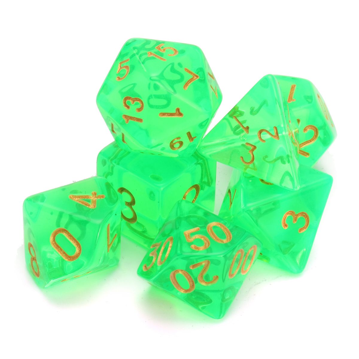 Polyhedral-Dice-with-Bag-Light-Green-7-Piece-Set-DnD-RPG-1218078