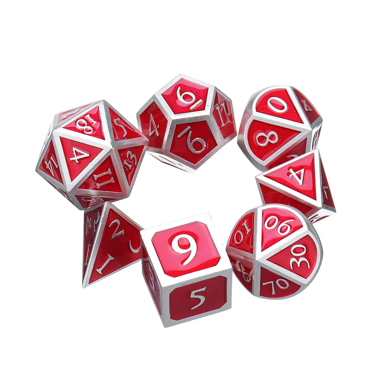 Red-Antique-Color-Solid-Metal-Polyhedral-Dices-Role-Playing-RPG-Gadget-7-Dice-Set-With-Bag-1425967