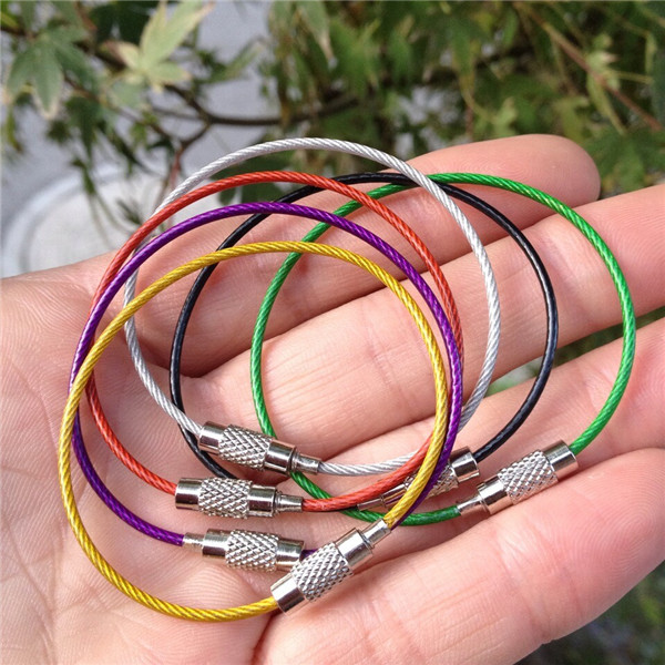 Rimix-Stainless-Steel-PVC-Insulated-Rubber-Overstretches-Wire-Circle-Colorful-Keychain-Key-Ring-1000600