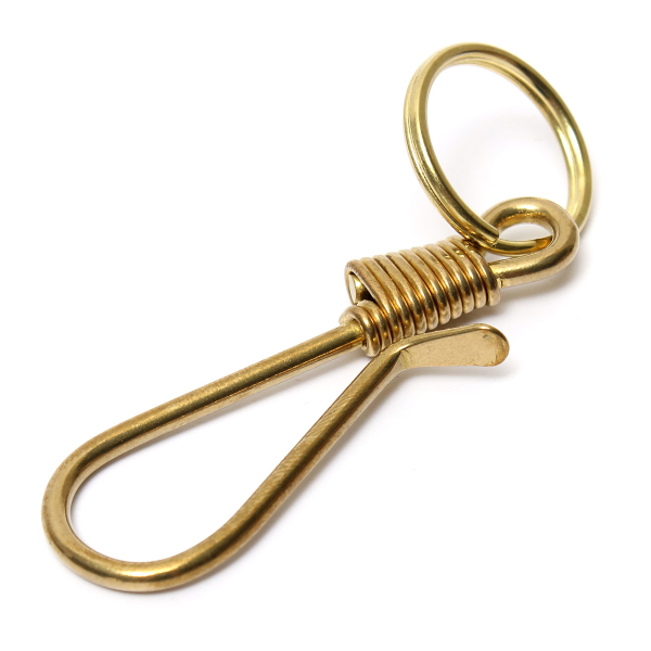 Solid-Brass-Fish-Hook-Key-Chain-Keyring-Keys-Belt-Wallet-Clip-Keyfob-Pocket-Keychain-1159811