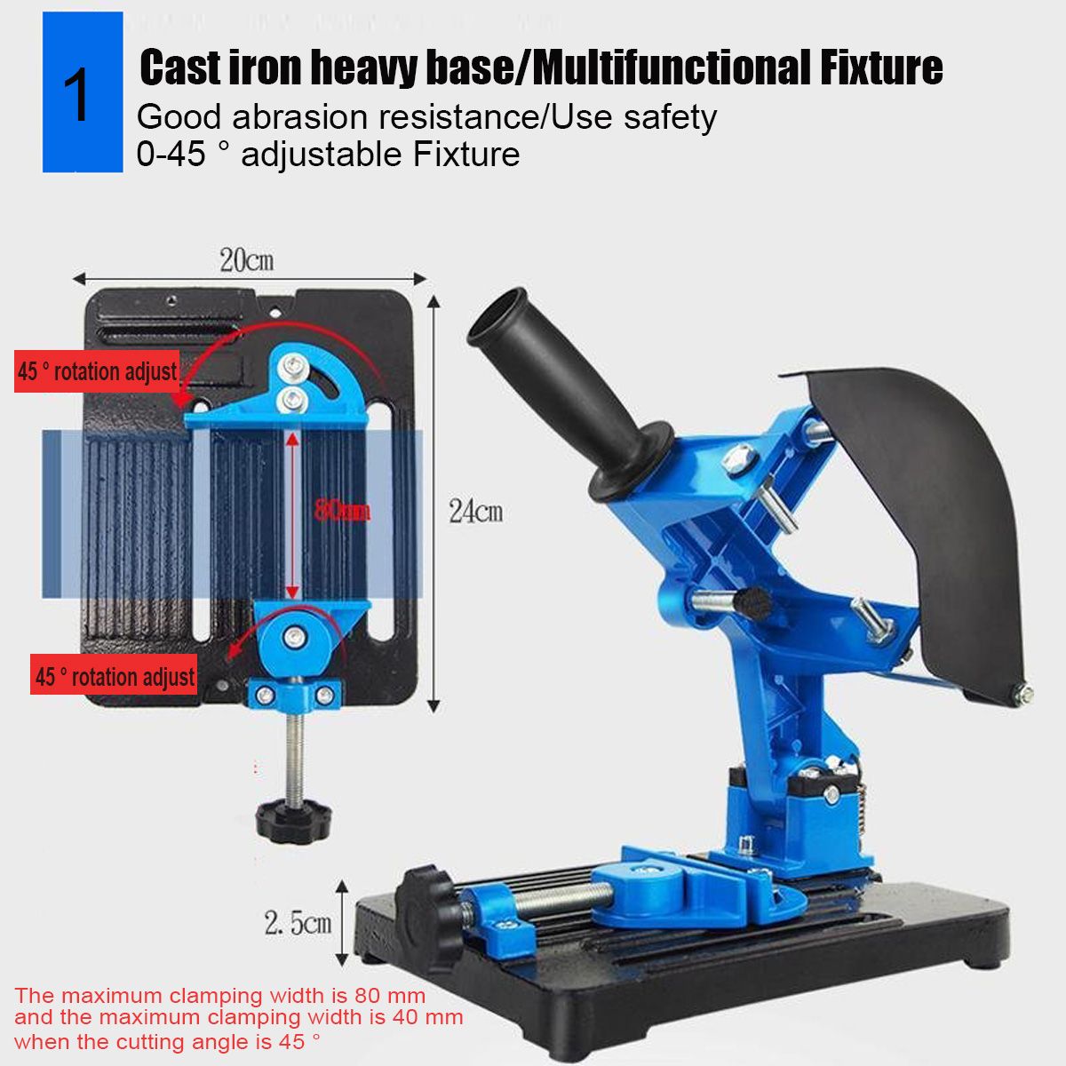 100-150-45deg-Angle-Grinder-Stand-Cutter-60mm-Depth-Support-Holder-Bracket-Holder-1277241