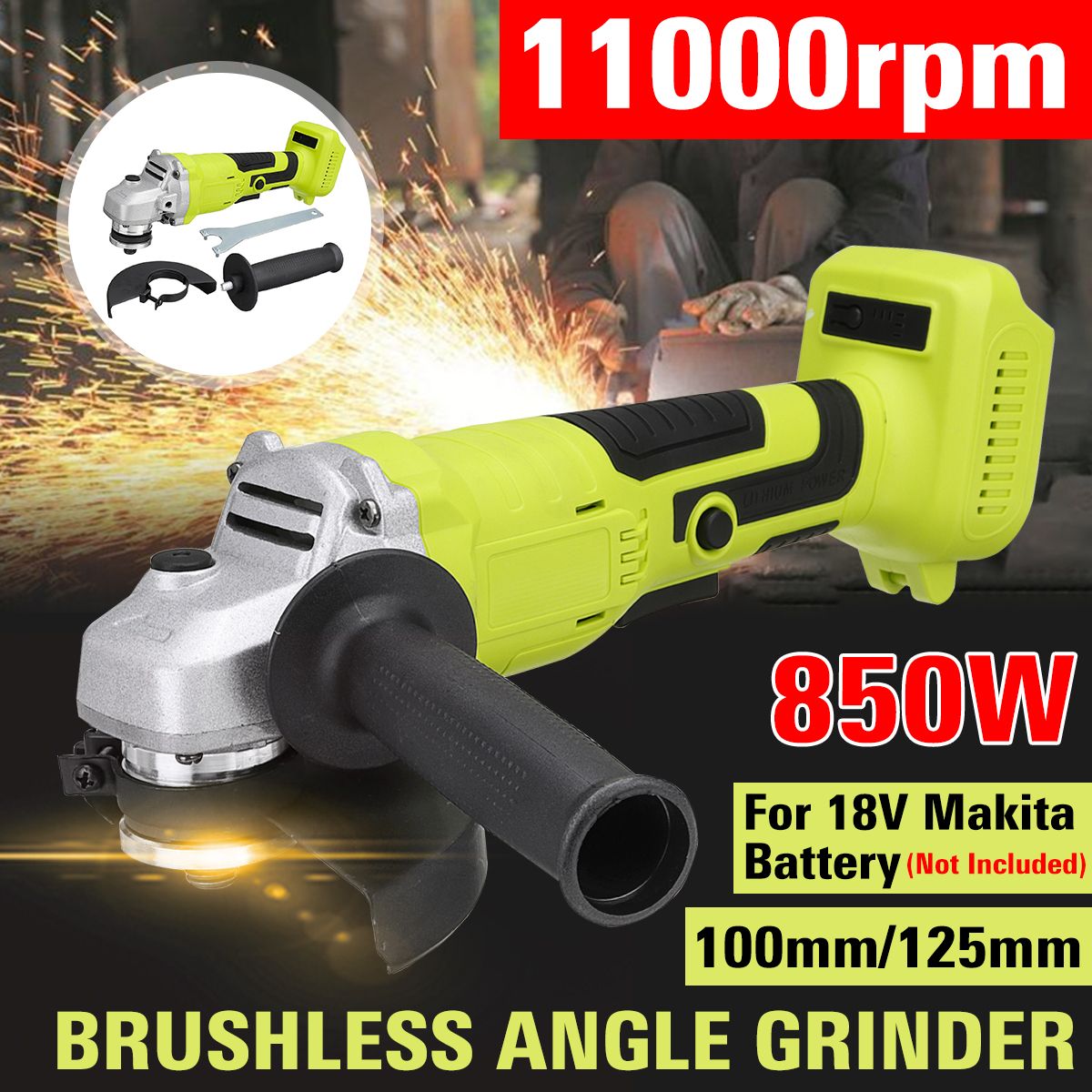 11000rpm-850W-125100mm-Brushless-Cordless-Angle-Grinder-For-Makita-18V-Battery-1757425