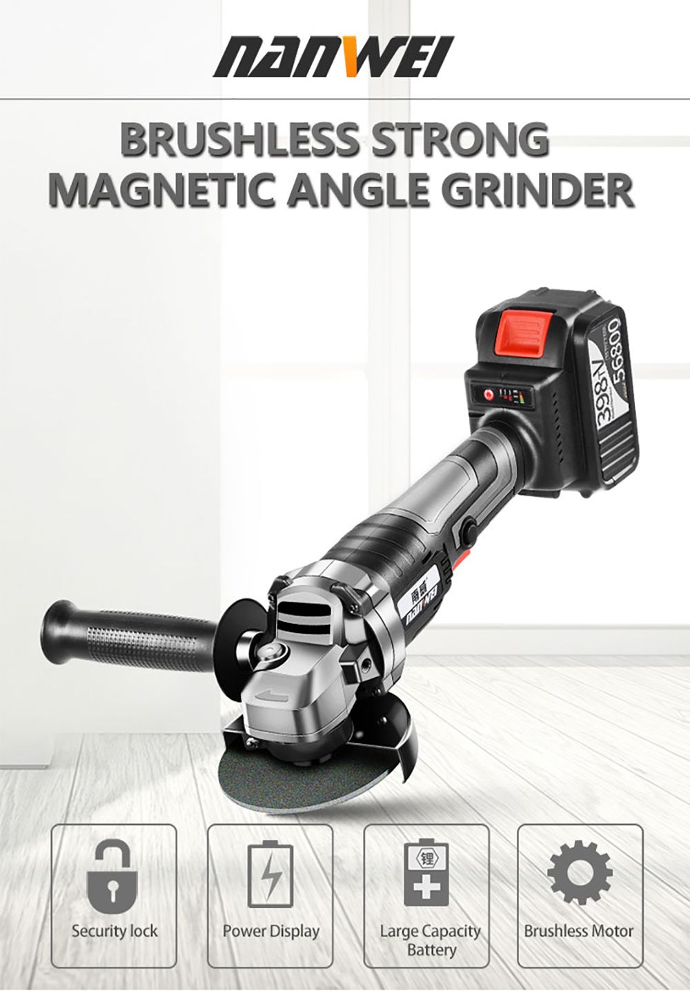 NANWEI-398TV-Rechargeable-Electric-Brushless-Angle-Grinder-Cordless-Polishing-Grinder-with-Lithium-B-1657379