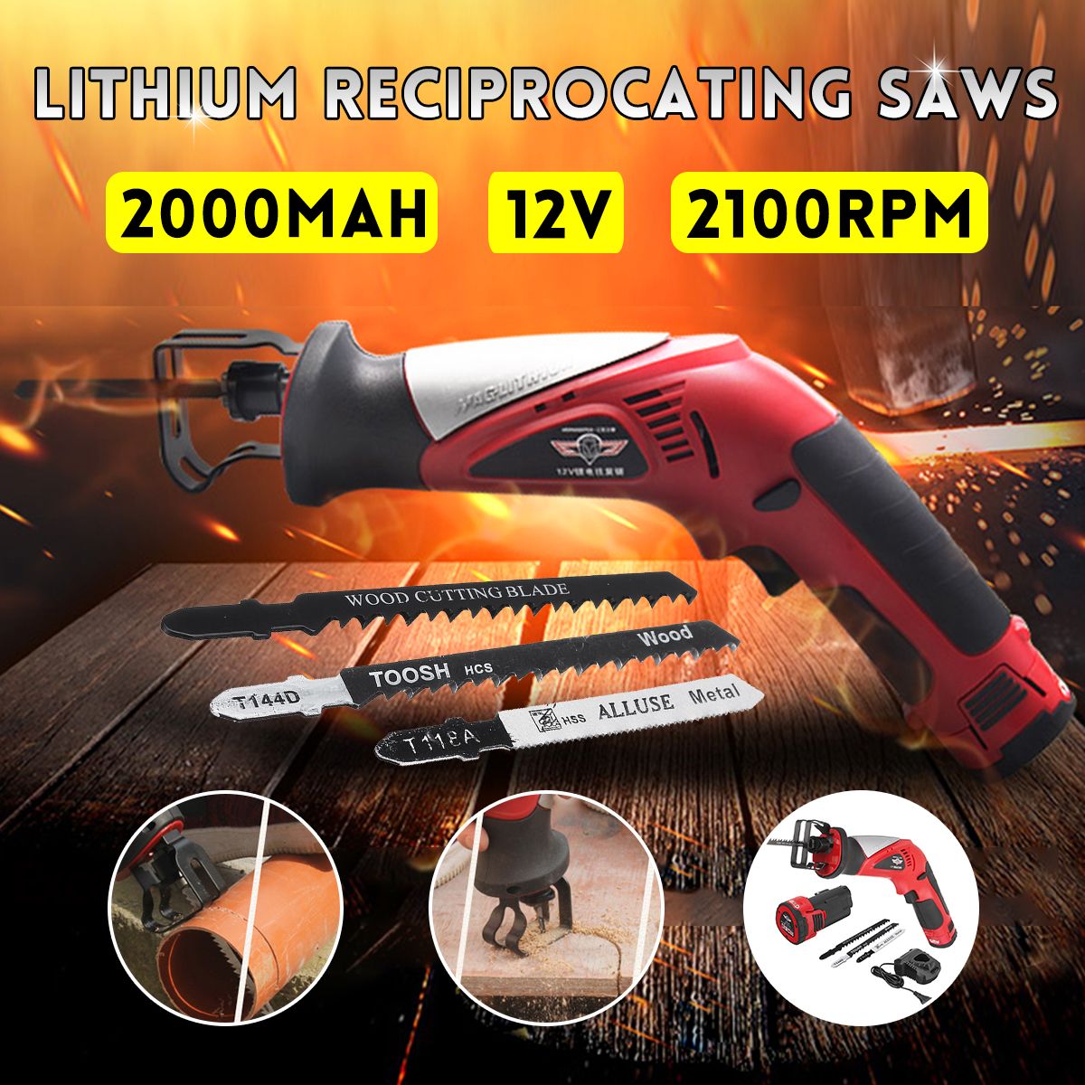 2000mAh-Li-Ion-12V-Cordless-Electric-Reciprocating-Saw-Rechargeable-For-BOSCHT118A-T127D-1583617