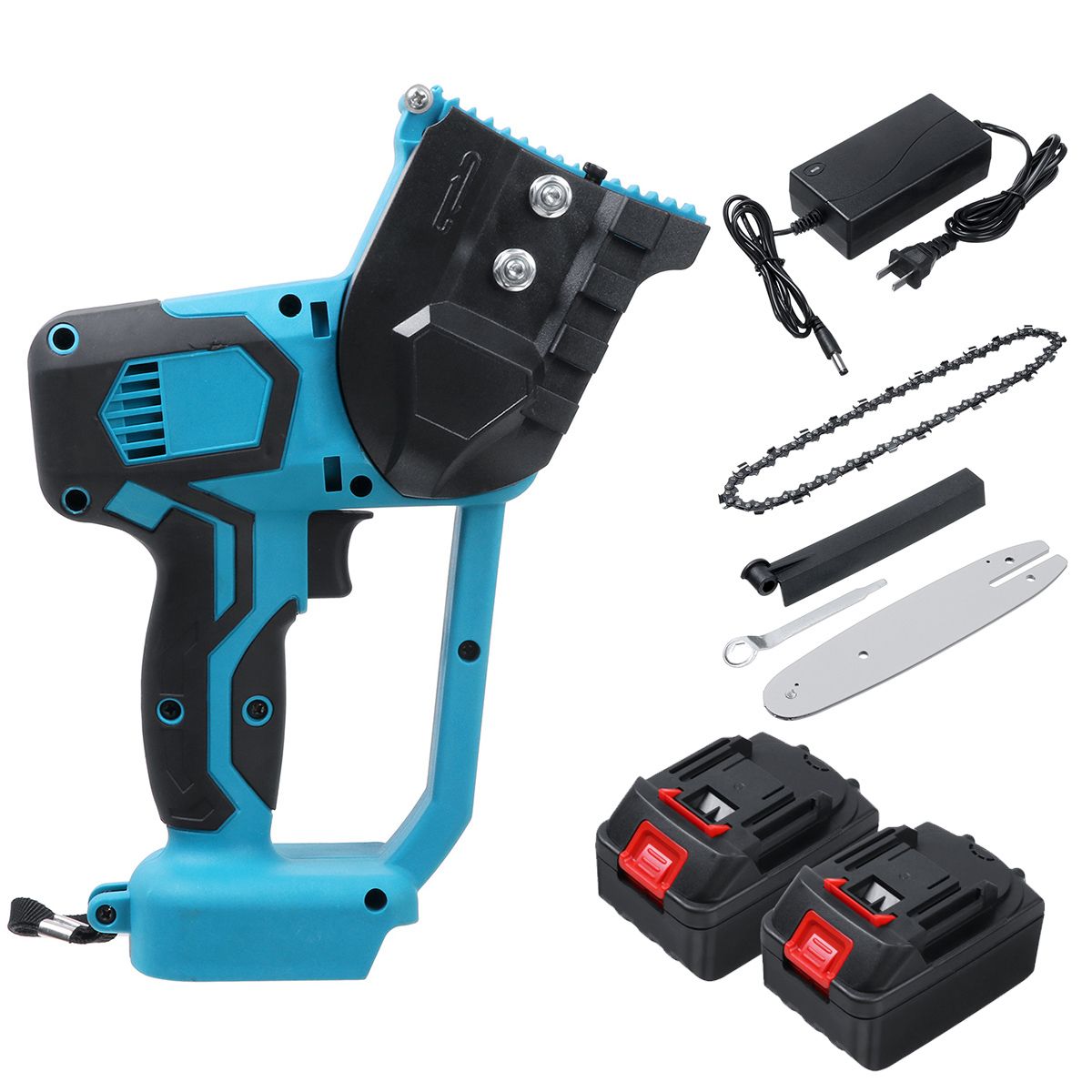 8quot-Rechargeable-Electric-Chainsaw-Chain-Saw-Handheld-Cutting-Tool-W-Two-Battery-1764519