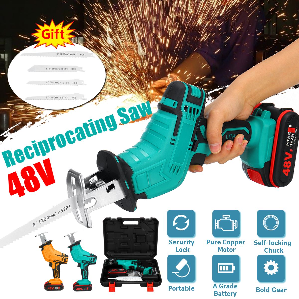 Electric-Cordless-Reciprocating-Saw-4-Blades-Battery-Charger-Saw-Power-Tool-1732002