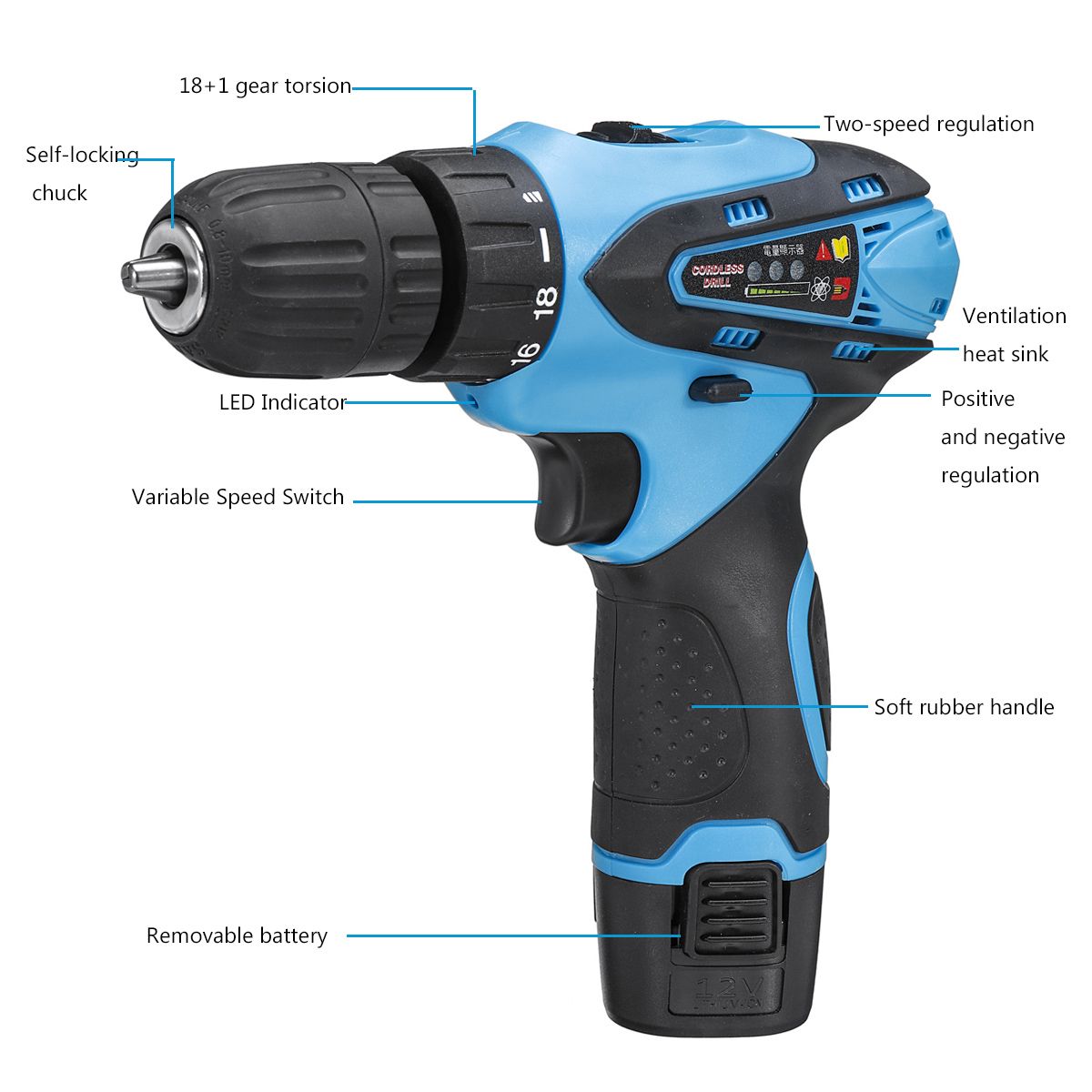 12V-Cordless-Power-Drill-2-Speed-Electric-Screwdriver-Repair-Tools-Kit-W-2-Pcs-Li-ion-Battery-1555818