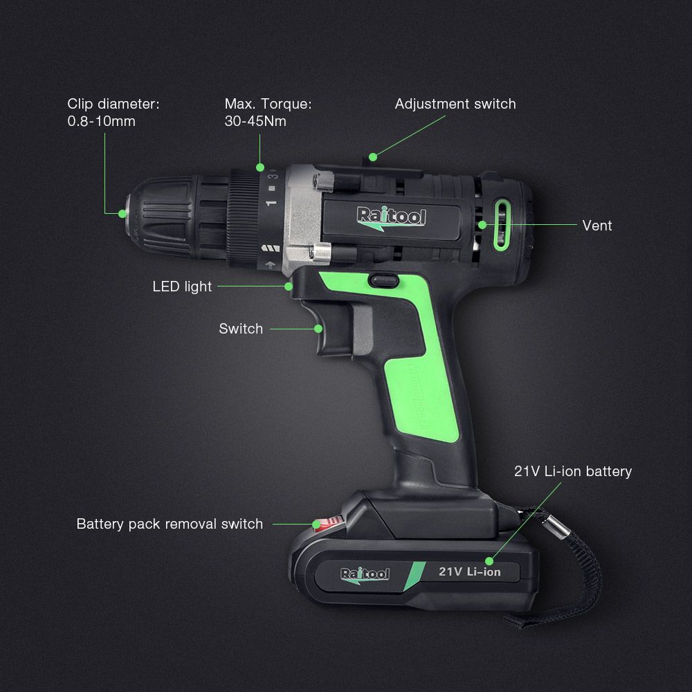Raitooltrade-21V-Cordless-Electric-Screwdrivers-Driver-Power-Lithium-Rechargeable-Screwdriver-1246776