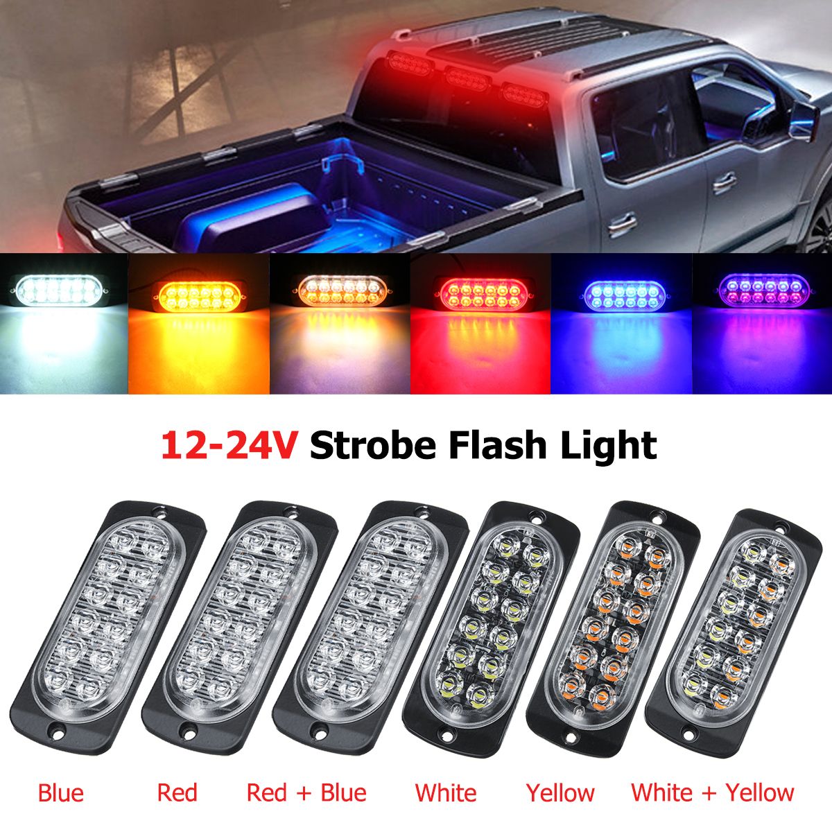 12-LED-Amber-Car-Emergency-Flashing-Light-vehicle-Strobe-Flash-Warning-Lamp-6500K-1224V-36W-1587504