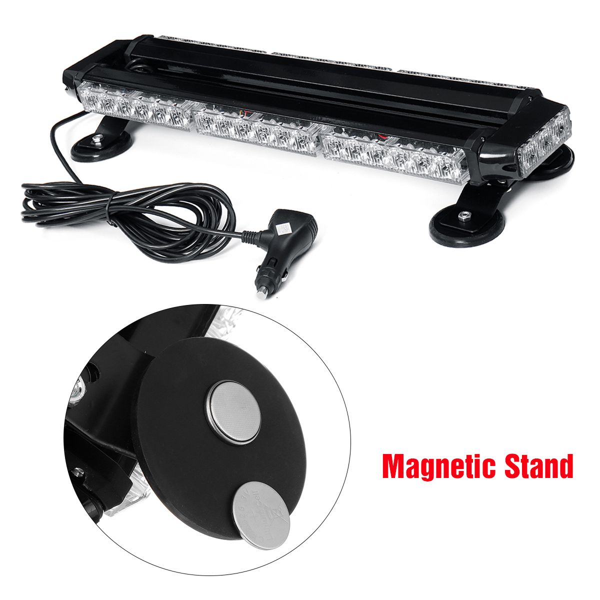 12V-144W-42-LED-Amber-Double-Side-Traffic-Advisor-Strobe-Flash-Light-Bar-Emergency-Light-Magnetic-Un-1589983