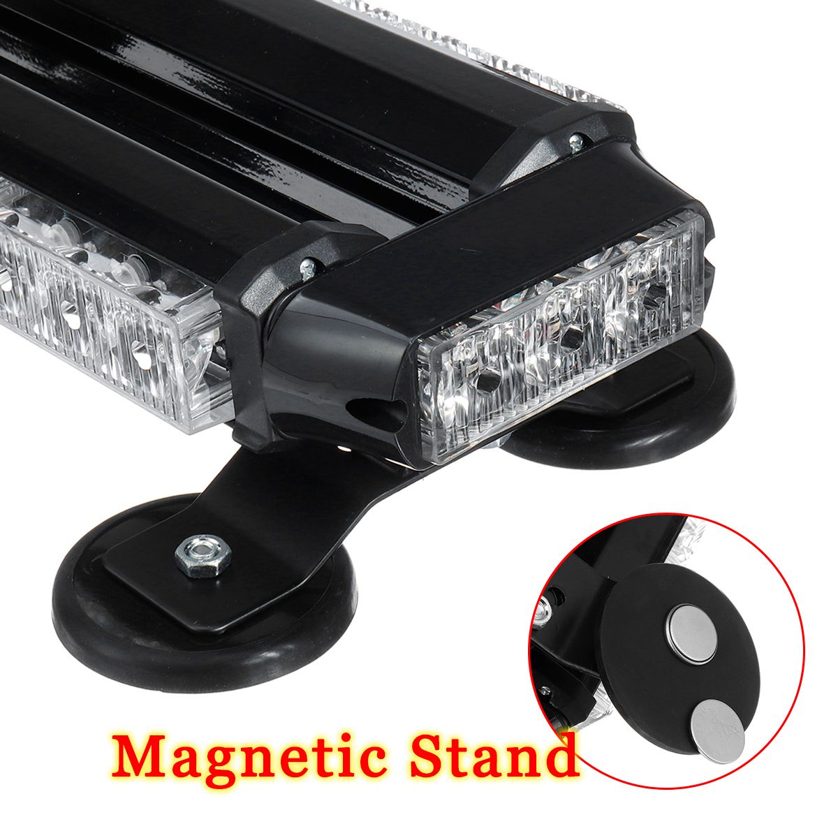 12V-144W-42-LED-Amber-Double-Side-Traffic-Advisor-Strobe-Flash-Light-Bar-Emergency-Light-Magnetic-Un-1589983