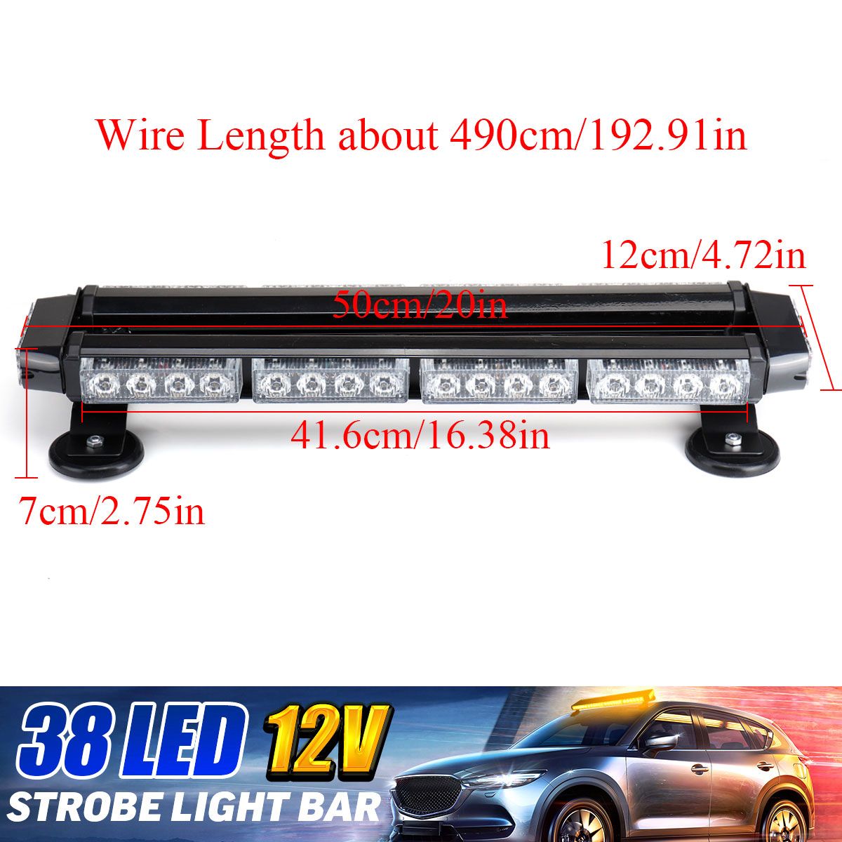 12V-20quot-38LED-Car-Roof-Double-Side-Emergency-Strobe-Flash-Light-Lamp-Bar-Amber-For-Car-Truck-Boat-1705624