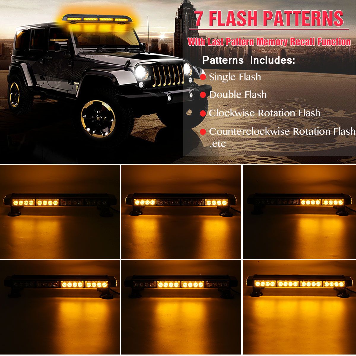 12V-20quot-38LED-Car-Roof-Double-Side-Emergency-Strobe-Flash-Light-Lamp-Bar-Amber-For-Car-Truck-Boat-1705624