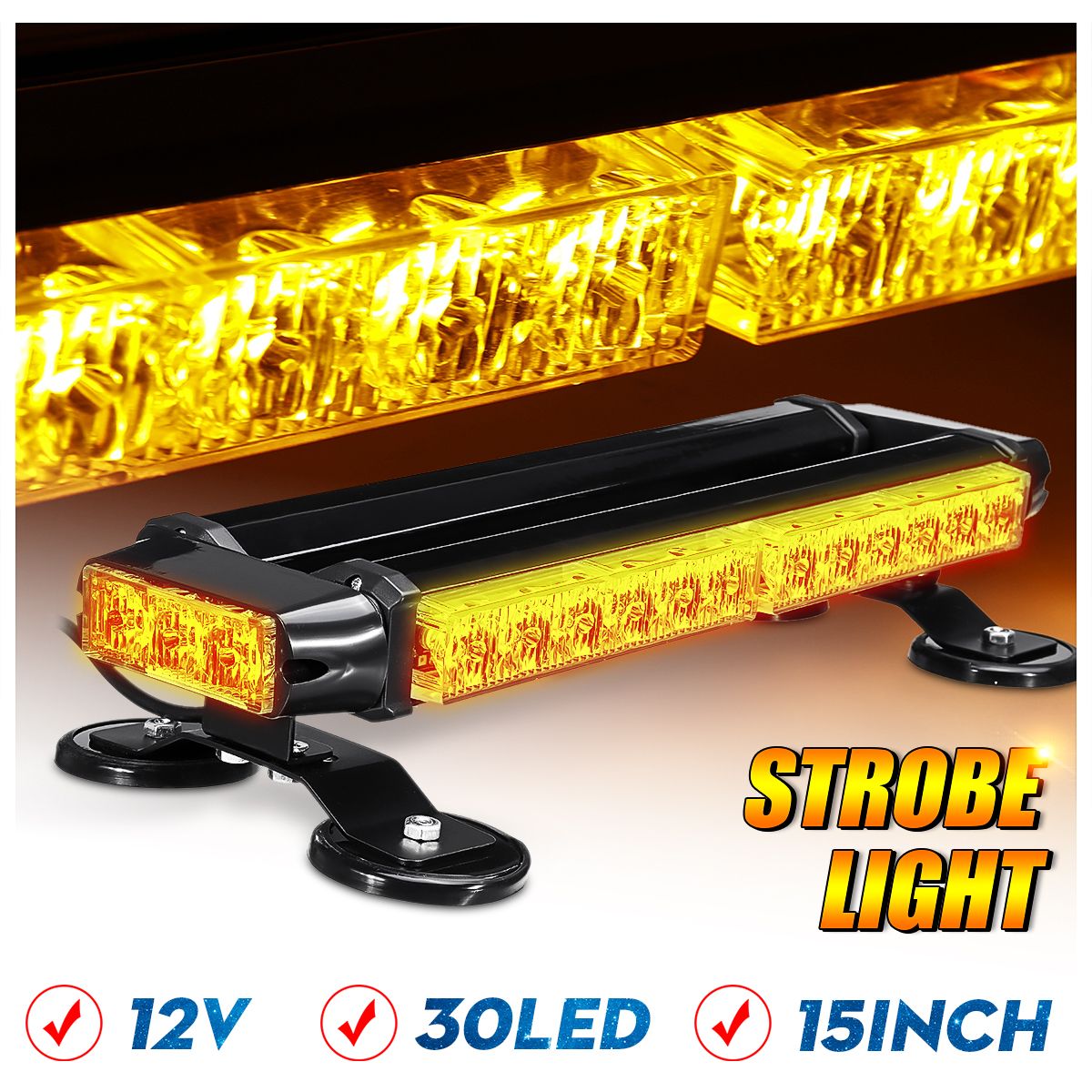 12V-30W-Car-LED-Roof-Strobe-Light-Bar-Emergency-Signal-Warning-Flash-Amber-Magnetic-7-Modes-Universa-1587030