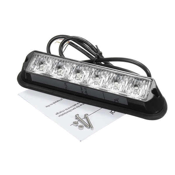 12V-Red-White-6LED-Emergency-Warning-Strobe-Flashing-Light-Bar-For-Car-SUV-1122669