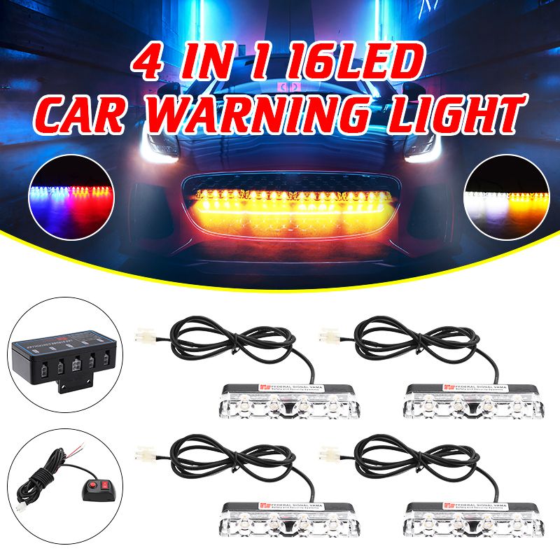 16W-4-in-1-16-LED-Strobe-Lights-Bumper-Grille-Warning-Lamp-with-Controller-Mode-Switch-1606115