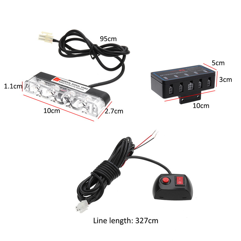 16W-4-in-1-16-LED-Strobe-Lights-Bumper-Grille-Warning-Lamp-with-Controller-Mode-Switch-1606115