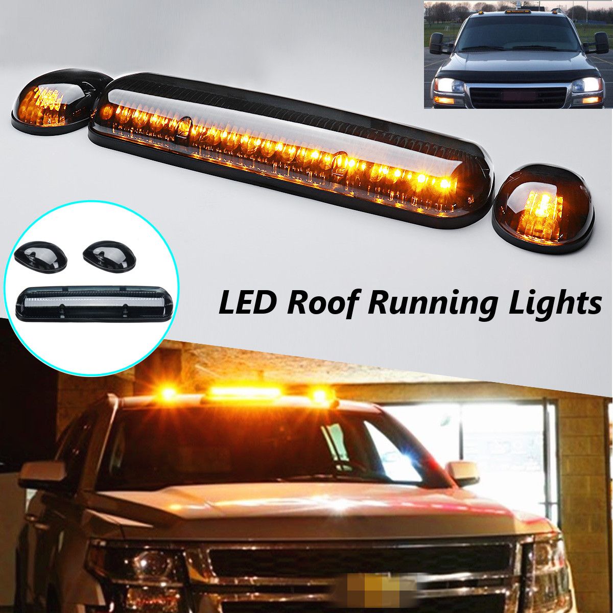 3PC-Smoke-Lens-Car-4x4-SUV-Cab-Roof-Running-Amber-LED-Lights-For-Chevy-Silverado-1716273
