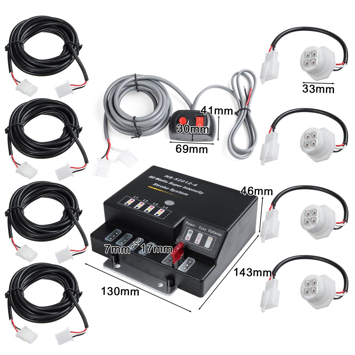 4-LED-Bulbs-Hide-Away-Emergency-Hazard-Warning-Flash-Strobe-Light-Kit-80W-12V-Universal-1628410