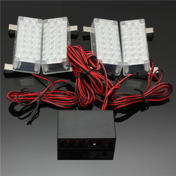 4x-22LED-White-Flashing-Light-Car-Strobe-Light-with-Controller-12V-966837