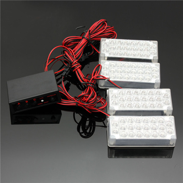 4x-22LED-White-Flashing-Light-Car-Strobe-Light-with-Controller-12V-966837