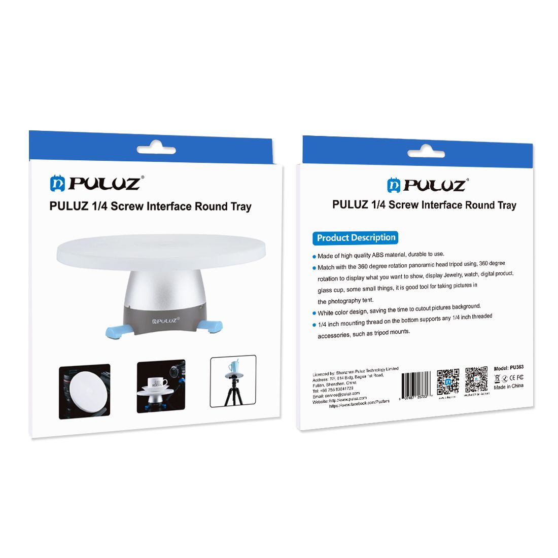 PULUZ-PU363-One-Quarter-Inch-Screw-Interface-Round-Tray-Props-18cm-Diameter-for-Tripod-Head-1251859