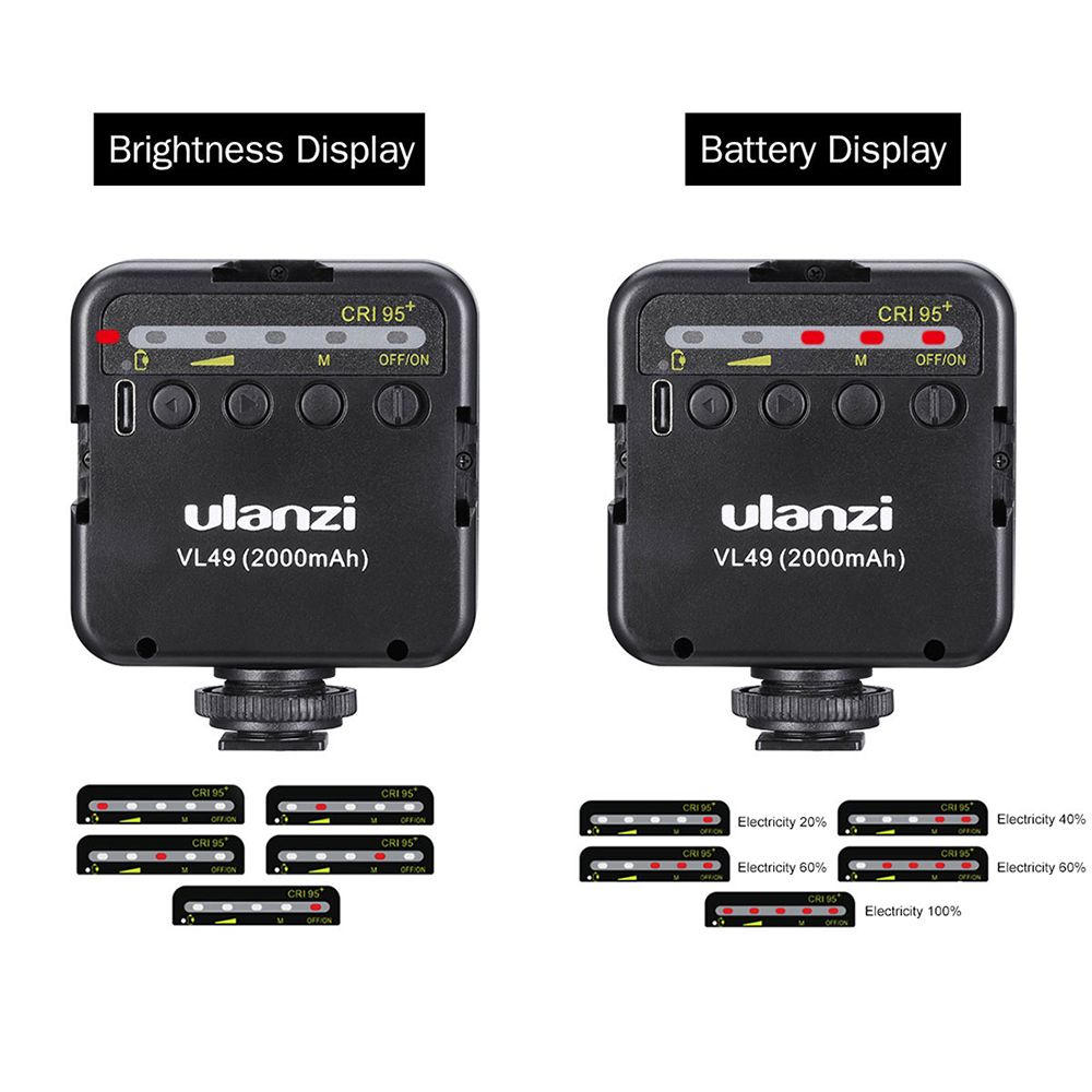 ULANZI-VL49-Mini-LED-Video-Light-Photography-Lamp-6W-Dimmable-CRI95-with-Cold-Shoe-Mount-for-Canon-D-1749617