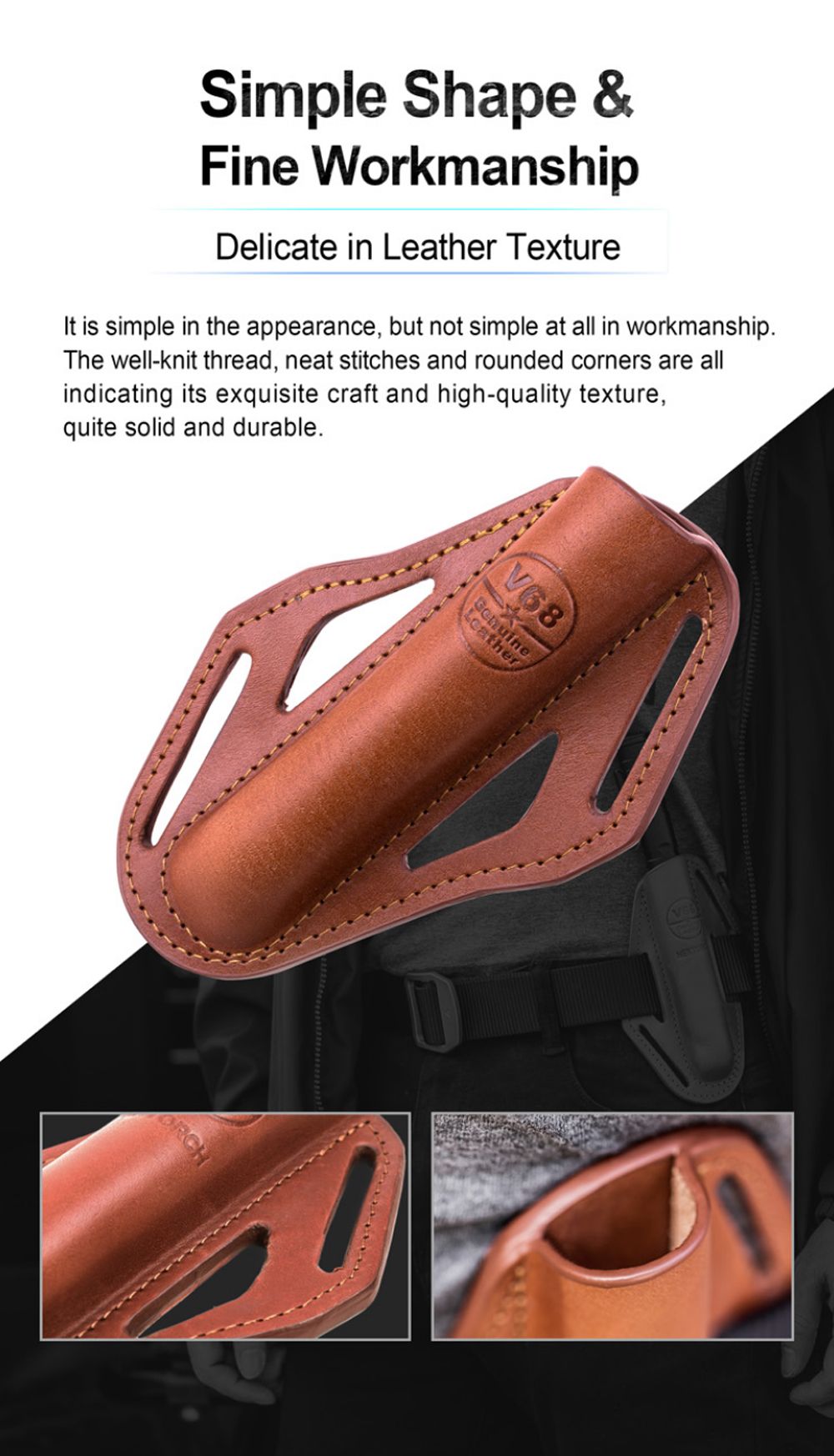 NEXTORCH-V68-Leather-Holster-Baton-Genuine-Holder-Fits-Belt-Width-45mm-Baton-121620inch-1731026