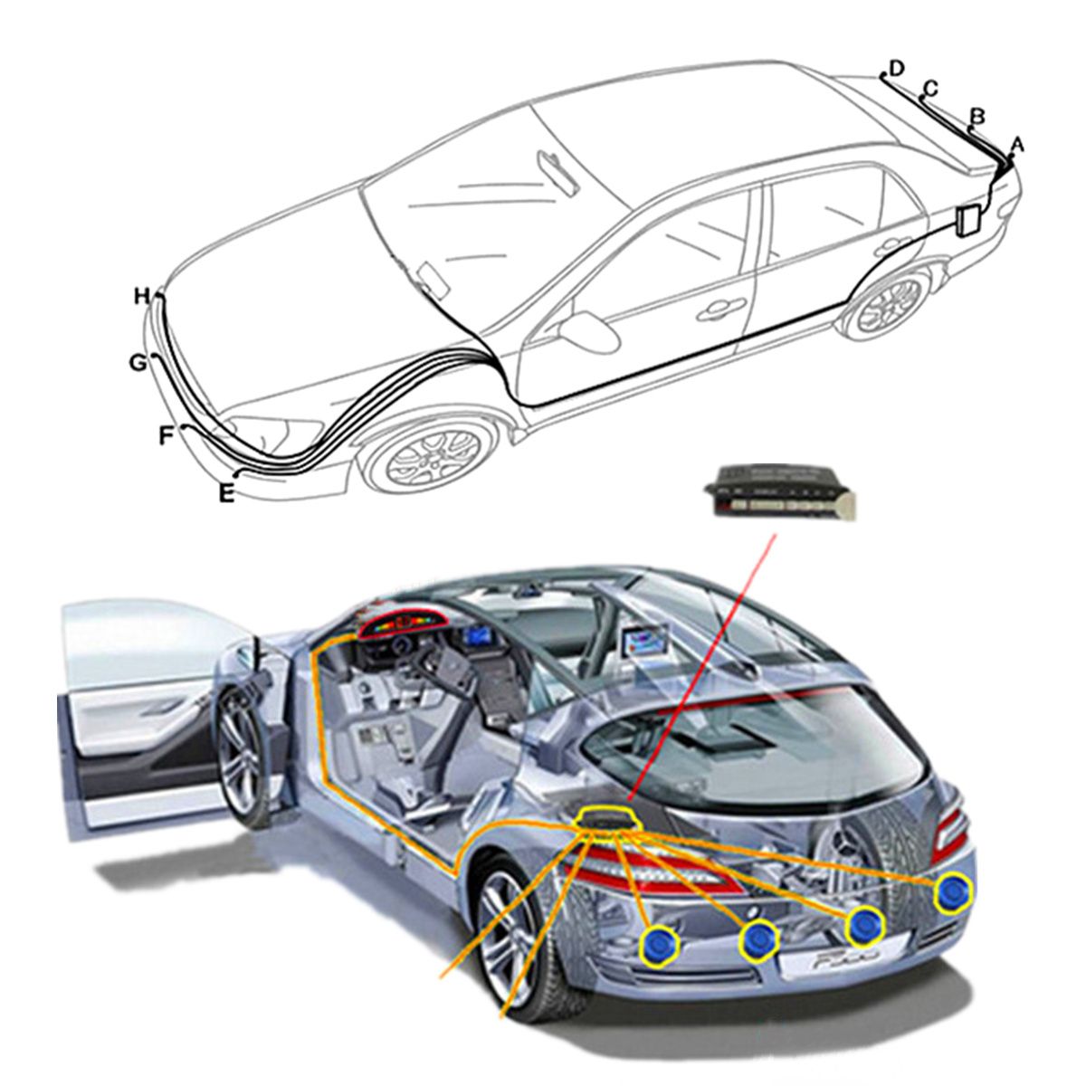 4-Front--4-Rear-LCD-Display-Monitor-Reverse-View-Backup-Parking-8-Car-Sensor-Buzzer-Alarm-Detector-S-1527757