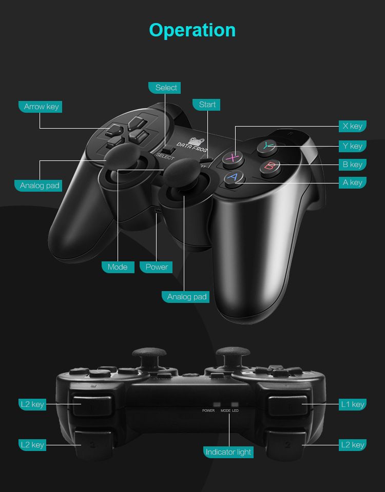 DATA-FROG-208-Wireless-Bluetooth-24G-Gamepad-Ergonomic-Joystick-Game-Controller-for-PS3-Android-Phon-1662810