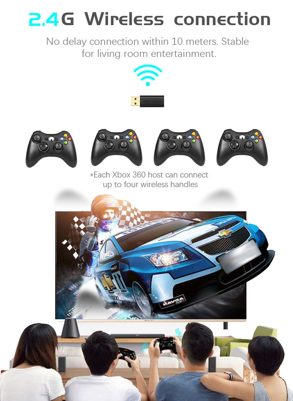 DATA-FROG-24GHz-Wireless-Conjoined-Cross-Key-Rechargeable-Game-Controller-Joystick-Gamepad-for-Xbox--1662809