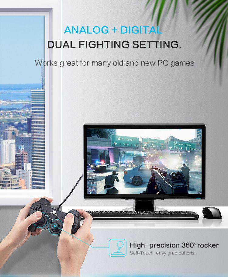 DATA-FROG-Classic-15m-Wired-USB-Game-Controller-with-Vibration-Feedback-Motors-Soft-touch-Keys-for-W-1662811