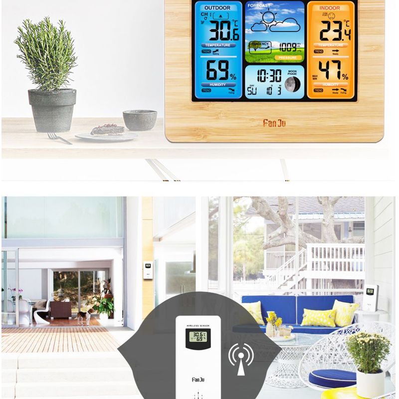 Digital-LCD-Indoor-amp-Outdoor-Weather-Station-Clock-Calendar-Thermometer-Wireless-1501410