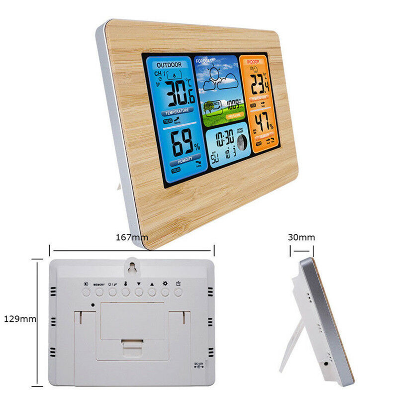 Digital-LCD-Indoor-amp-Outdoor-Weather-Station-Clock-Calendar-Thermometer-Wireless-1501410