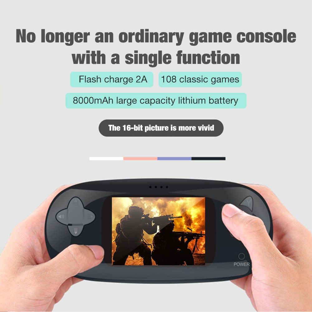 XH-222-Pebble-1G-16-bit-Built-in-108-Games-Mini-Retro-Handheld-Game-Console-DC-5V-2A-Power-Bank-with-1759152