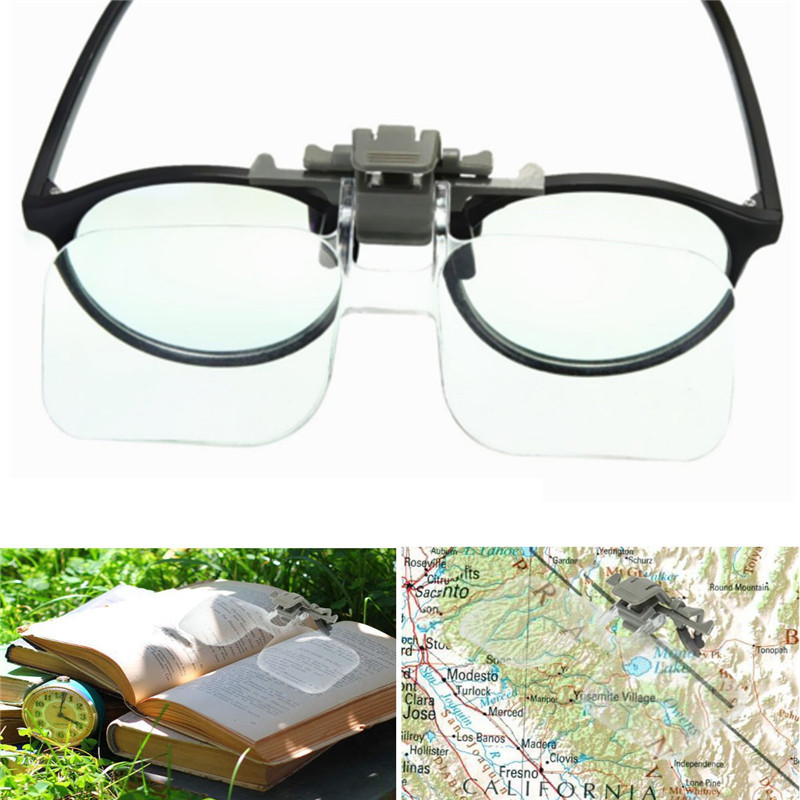 HD-Lens-Precise-Clip-On-Clear-Folding-Magnifying-Glasses-Hands-Free-Reading-Eyeglasses-Jewellery-App-1132284