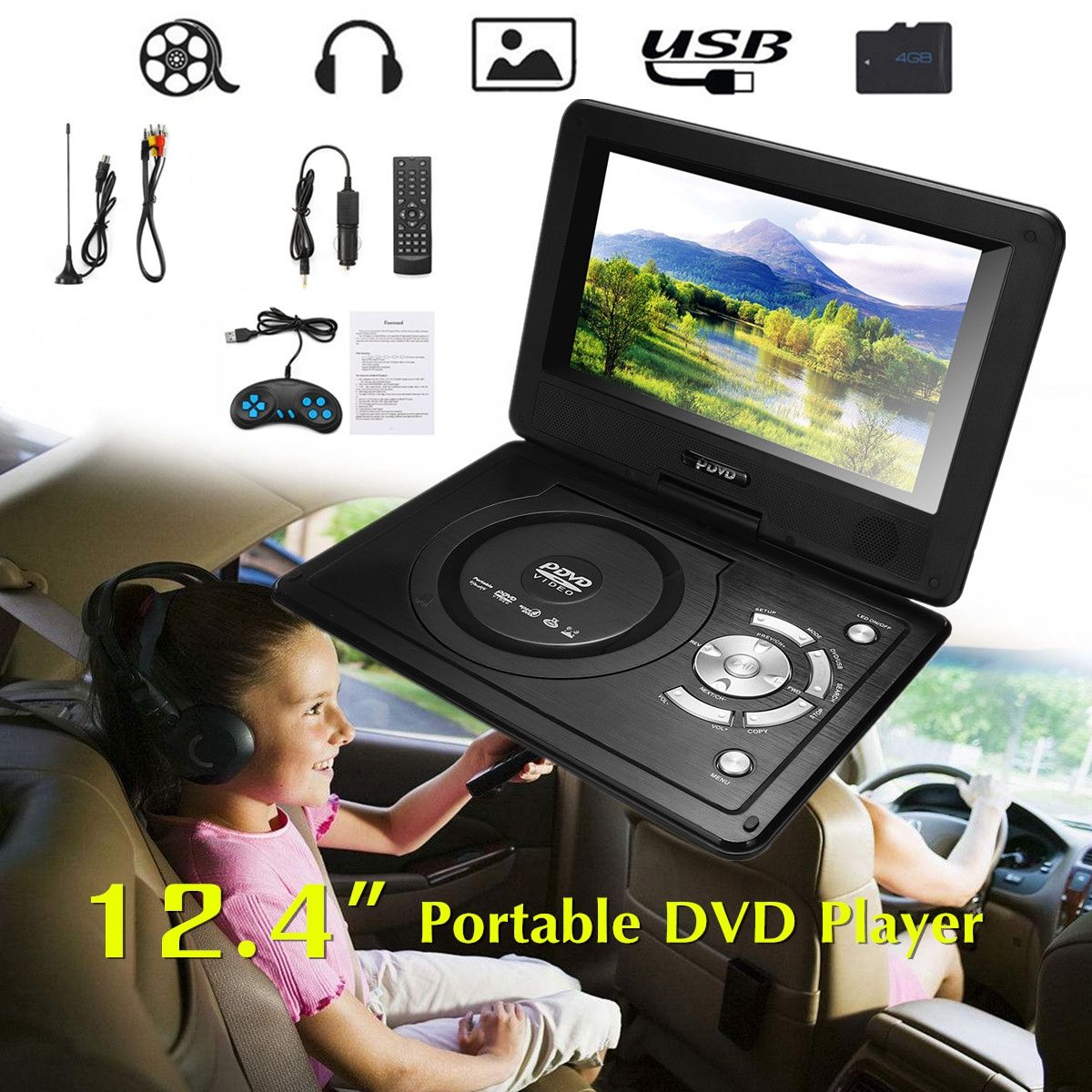 124-Inch-270deg-Rotation-Screen-Portable-Car-DVD-Player-Support-Game-TV-Rechargeable-1351303