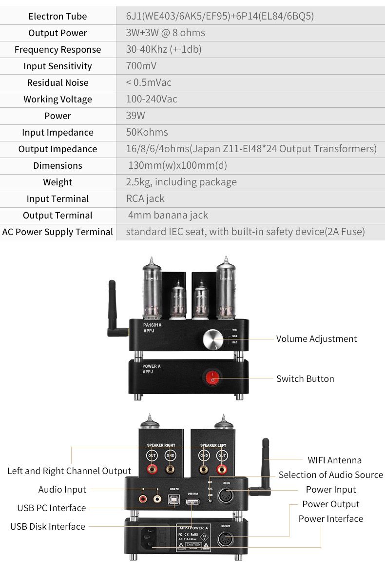 APPJ-PA1601A-6J1-6P14-3W3W-WIFI-Vacuum-Tube-Lossless-HIFI-Power-Amplifier-Support-Memory-Card-USB-St-1622019