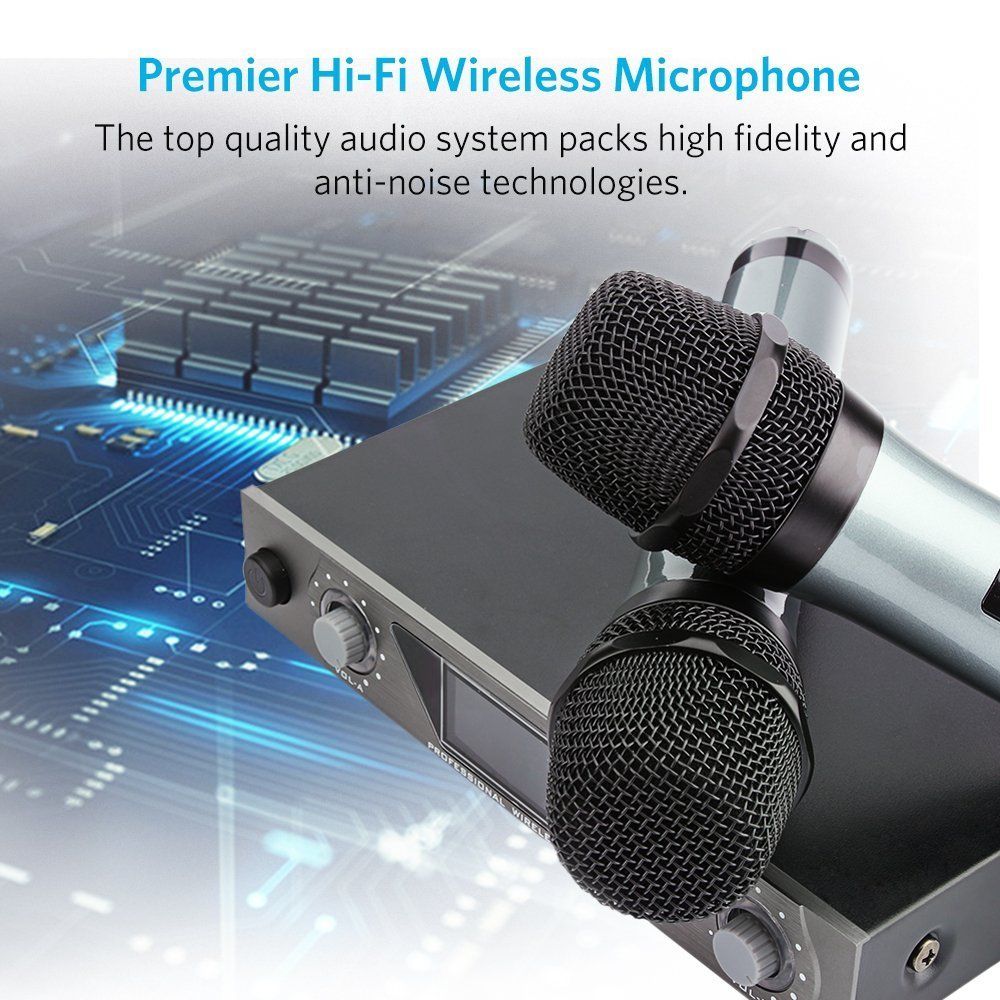 ARCHEER-UHF-Wireless-Microphone-System-with-LCD-Display-and-Dual-Handheld-Dynamic-Microphones-for-Ka-1670629