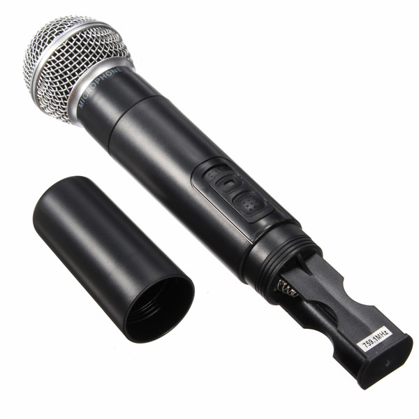 Dual-Wireless-Microphone-System-Cordless-Handheld-Mic-Kareoke-KTV-974132