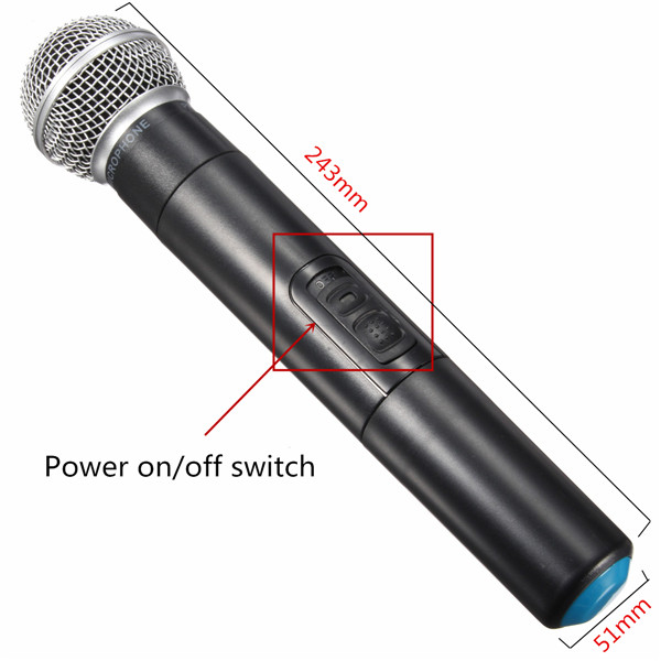 Dual-Wireless-Microphone-System-Cordless-Handheld-Mic-Kareoke-KTV-974132