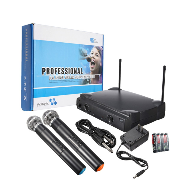 Dual-Wireless-Microphone-System-Cordless-Handheld-Mic-Kareoke-KTV-974132