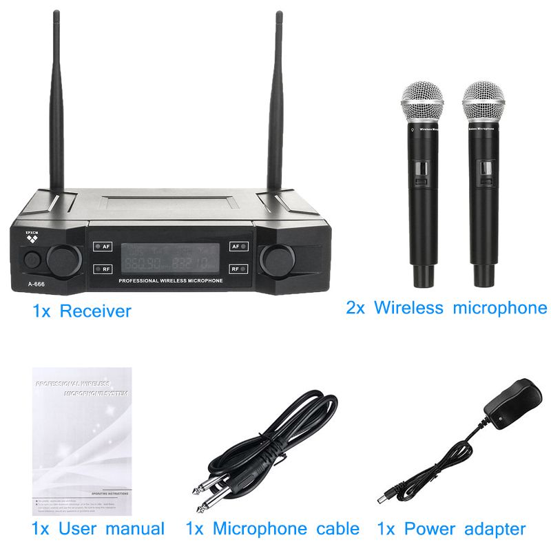 EPXCM-A-666-UHF-Wireless-2Ch-Handheld-Mic-Cardioid-Microphone-System-for-Kraoke-Speech-Party-1435184