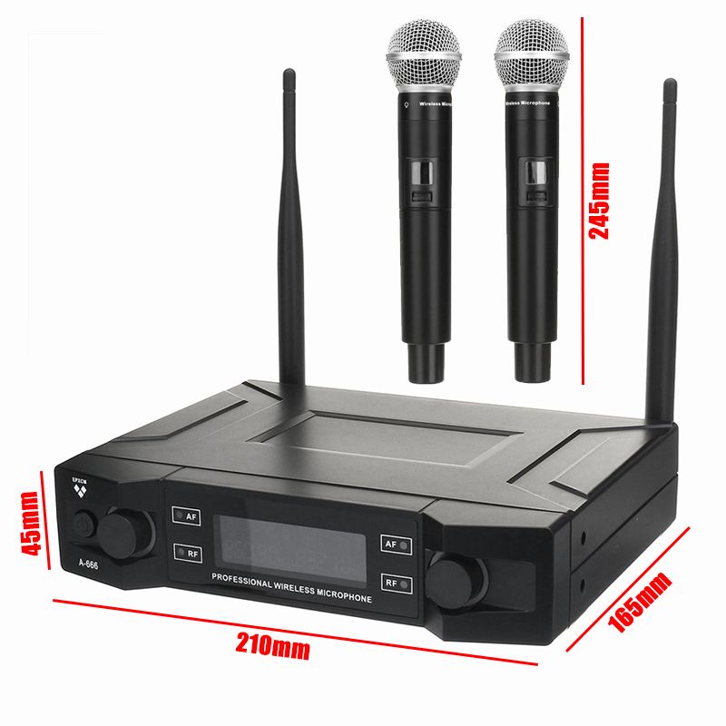 EPXCM-A-666-UHF-Wireless-2Ch-Handheld-Mic-Cardioid-Microphone-System-for-Kraoke-Speech-Party-1435184